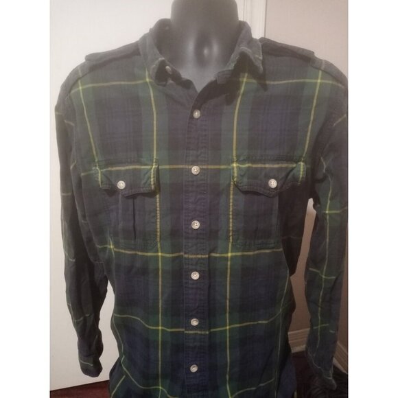 Polo Ralph Lauren Shirt Men's Plaid size XL Long Sleeve Green Blue Cotton - Picture 1 of 11